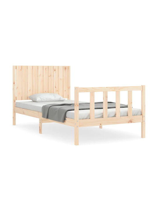 Κρεβάτι King Size από Μασίφ Ξύλο Καφέ με Τάβλες για Στρώμα 200x200cm