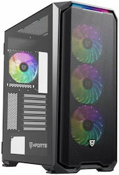 Nfortec Krater X Gaming Midi Tower Computer Case with Window Panel Black