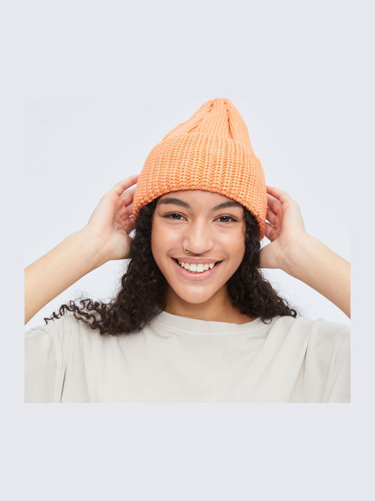 Beanie Unisex Σκούφος Πλεκτός σε Πορτοκαλί χρώμα