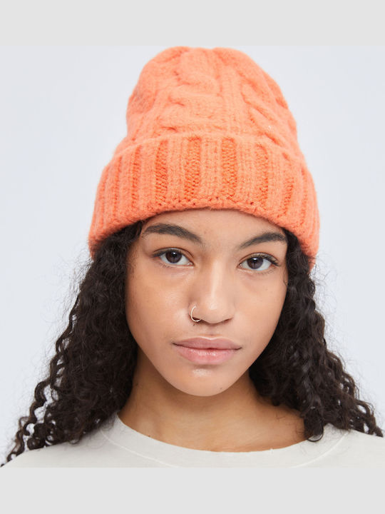 Beanie Unisex Σκούφος Πλεκτός σε Πορτοκαλί χρώμα