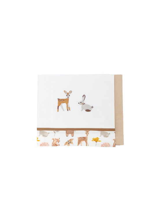 Baby Star Forest Friends Комплект Бебешки Чаршафи За Количка Памучни Бежов 75x100бр 2бр