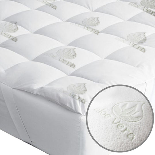 BS Collection Mattress Topper Aloe Vera King Size Polyester Infused with Aloe & Elastic Straps 180x200cm