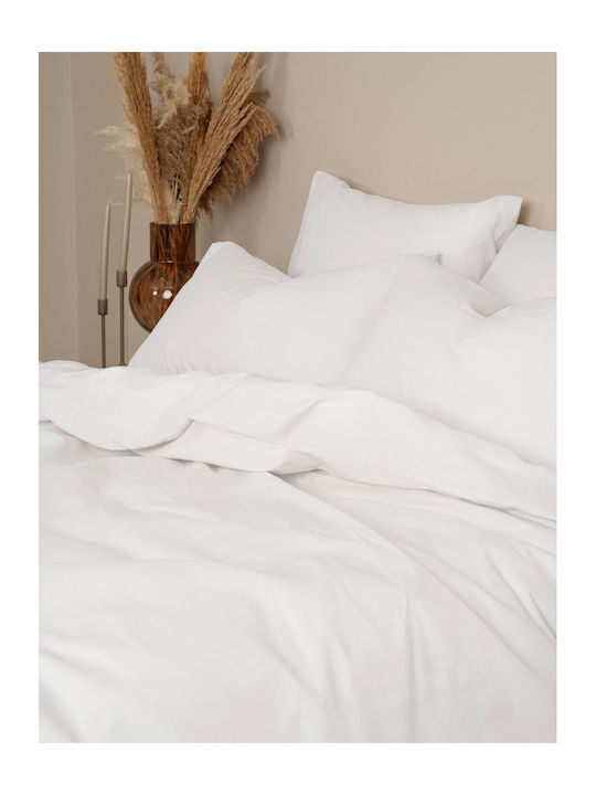 Sunshine Cotton Feelings 151 Σετ Σεντόνια Υπέρδιπλα με Λάστιχο 170x205+30εκ. White 100 (4τμχ)