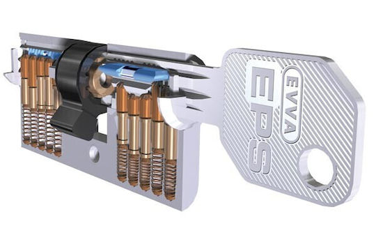 EVVA Цилиндър за ключалка Сигурност 62мм (31-31) Сребрист