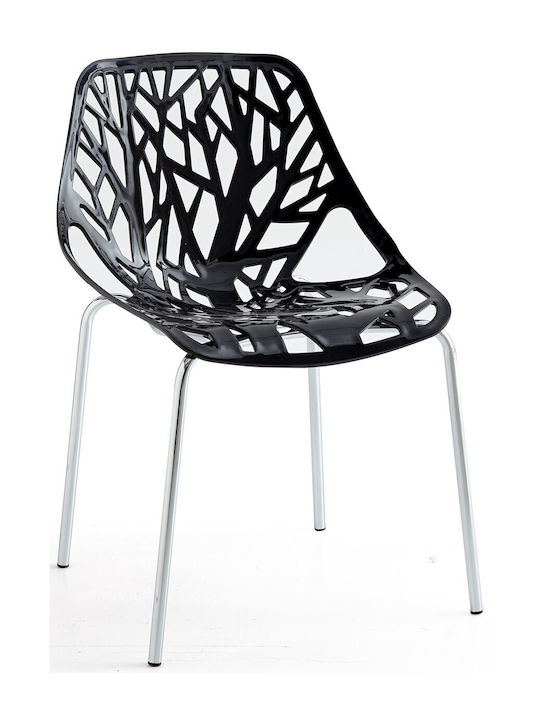 Plexy Dining Room Polypropylene Chair Black 52.5x51.5x80cm 6pcs