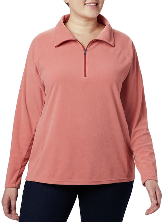 Columbia Γυναικεία Αθλητική Fleece Μπλούζα Μακρυμάνικη με Φερμουάρ Ροζ