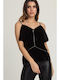 Damen Bluse mit Trägern Schwarz