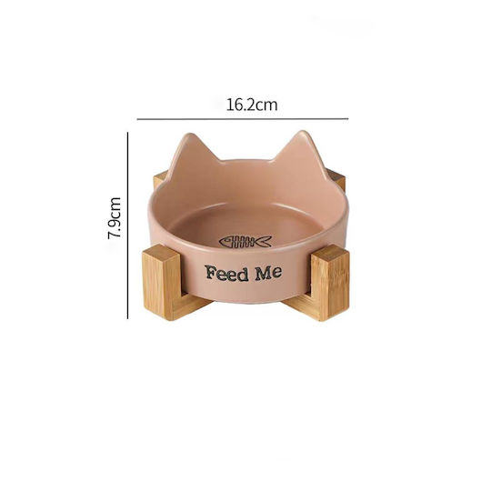 Keramischer Futternapf & Wasserschale für Hund & Katze mit Gestell 250ml in Rosa Farbe