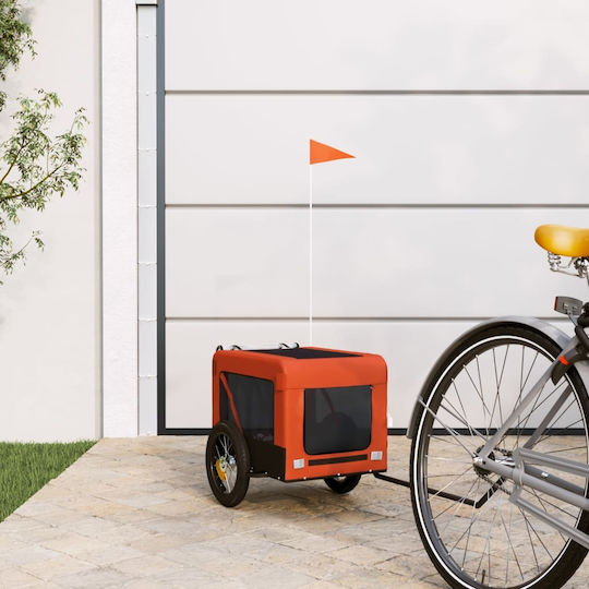 vidaXL Fahrradanhänger für Hunde bis 30kg Orange L120xB54.5xH53cm.