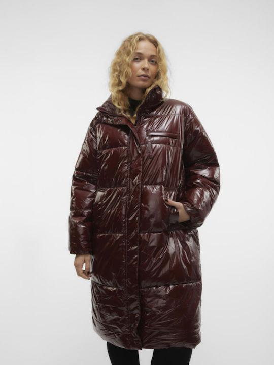 Vero Moda Lung Jachetă de femei Puffer pentru iarnă CAFE