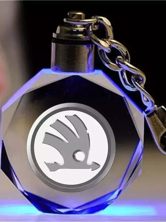 Schlüsselanhänger Glas mit LED Skoda