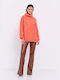 Matis Fashion Women's Long Sleeve Crop Sweater Woolen Orange