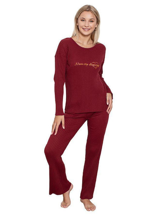 Vocal Winter Women's Pyjama Set Cotton Bordeaux