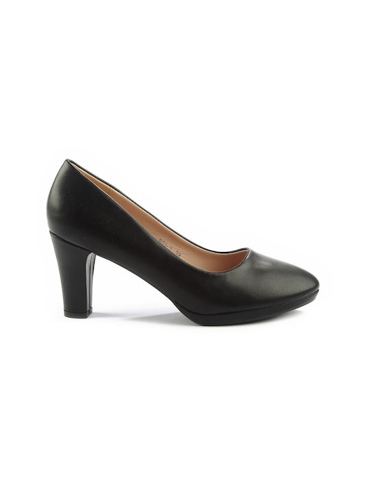 Fshoes Synthetic Leather Black Medium Heels