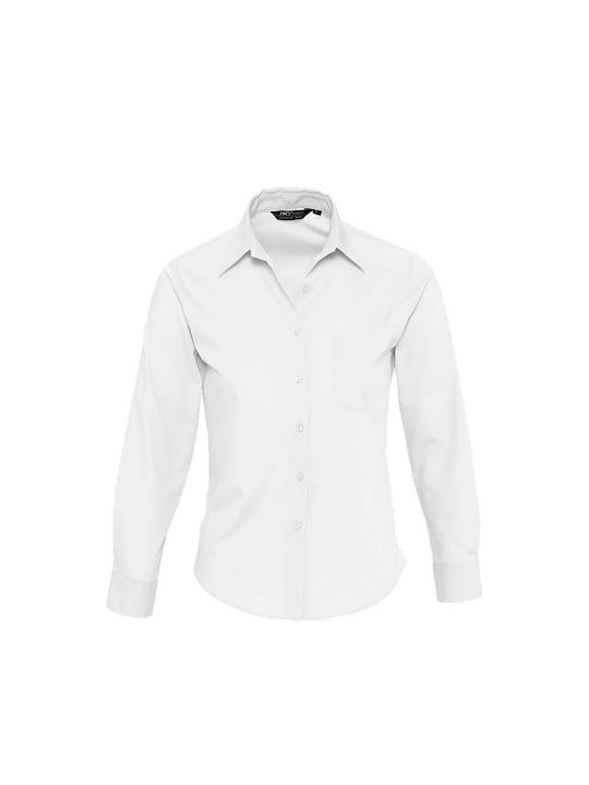 Sol's Women's Long Sleeve Shirt White