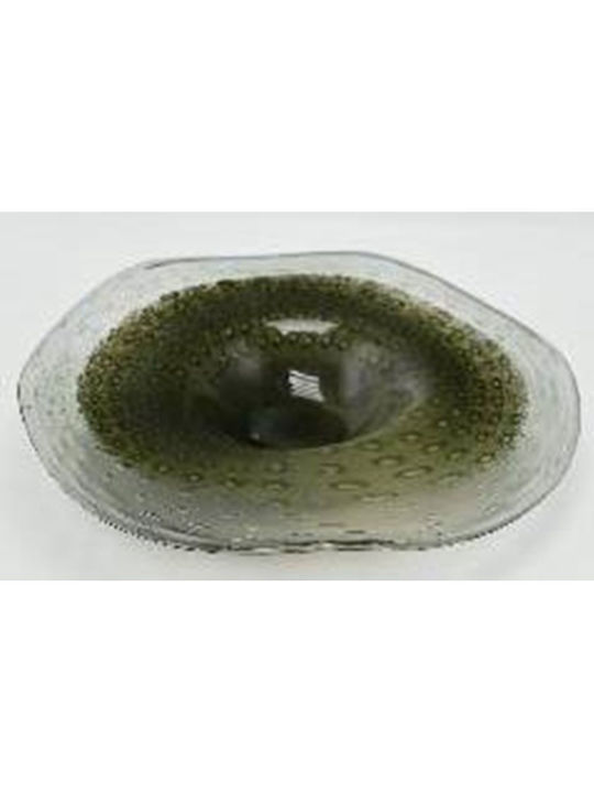 Iliadis Glass Decorative Platter Haki 44x44x8.5cm