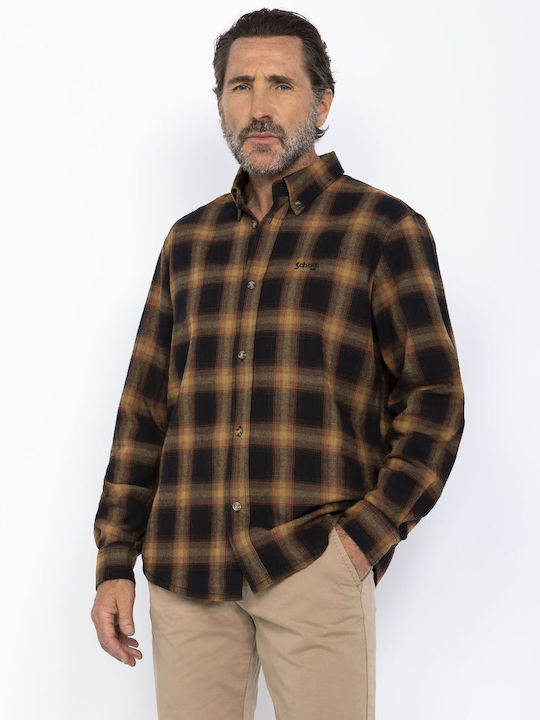 Schott Men's Shirt Long-sleeved Cotton Ochre