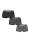 Men's Boxers Dark Green/Black/branded aop 3Pack