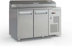 Inox Dobros Edelstahl Kühltisch Salat mit 2 Türen und Kühlaggregat L135xB70xH126cm