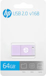 HP X168 64GB USB 2.0 Stick Violet