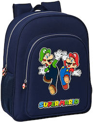 Super Mario Ученическа чанта Количка Junior High-High School в Син цвят Д32 x Ш12 x В38см