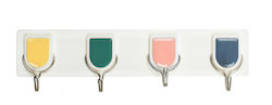 Tpster Plastic 4-Hook Kitchen Hanger with Sticker Multicolour 32642