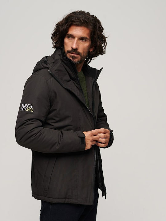 Superdry Χειμωνιάτικο Μπουφάν Αντιανεμικό Μαύρο