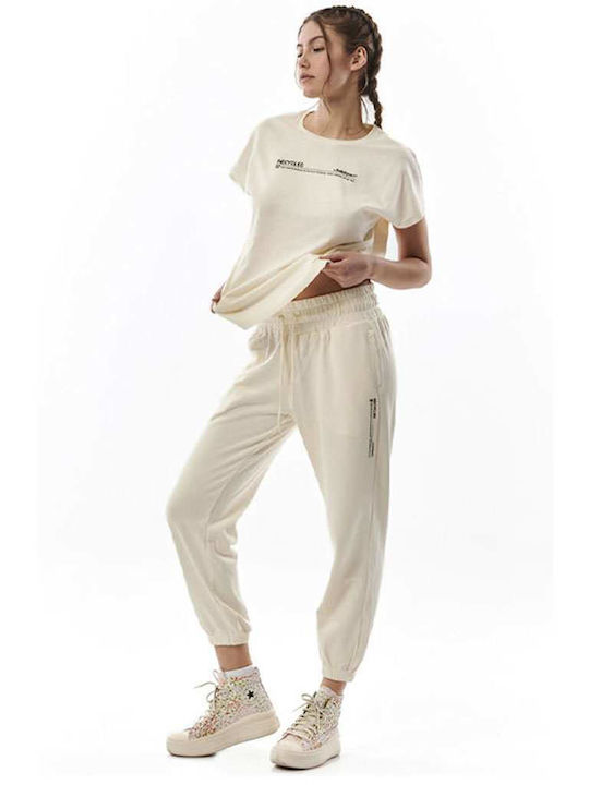 Body Action Hohe Taille Damen-Sweatpants Weiß