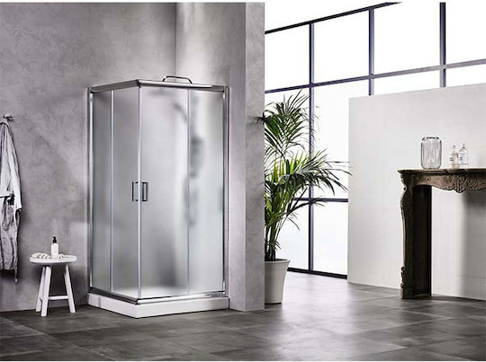 Sanitec As9090 Cabinet Duș cu Glisare Ușă 90x90x180cm Chrome