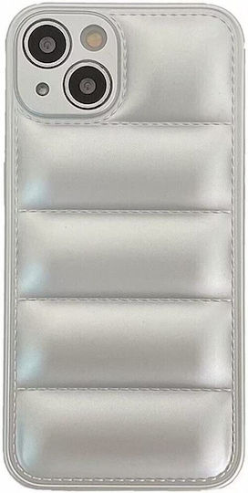 Puffer Back Cover Δερματίνης Ασημί (iPhone 14)
