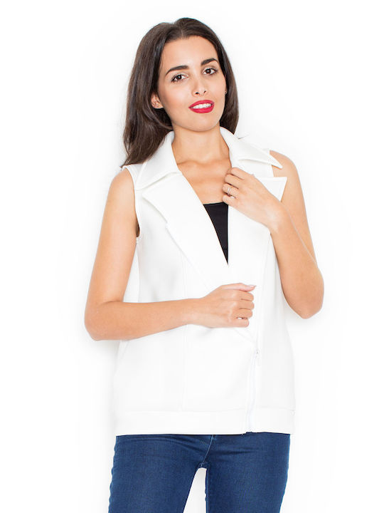 Katrus Women's Vestă cu fermoar Alb