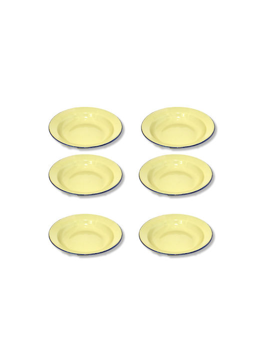 Plate Enameled Green 6pcs -20cm