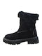 Wildleder Stiefeletten Damen mit Pelz Schwarz