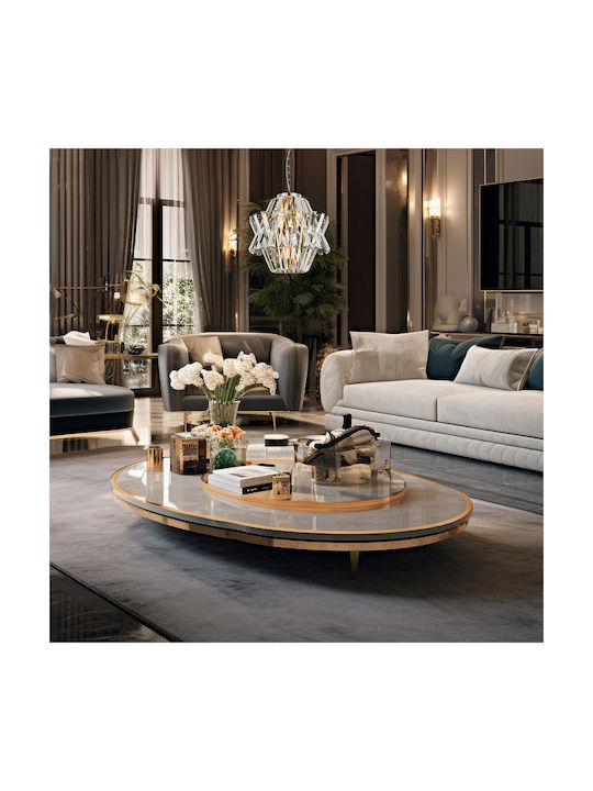 Eko Light Κρεμαστό Φωτιστικό Ασημί με Κρύσταλλα για 4 Λαμπτήρες E14