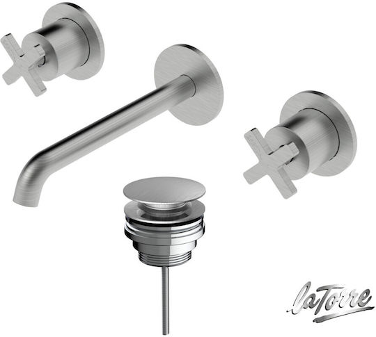 La Torre Elle Built-in Mixer & Spout Set for for Bathroom Sink Inox Silver