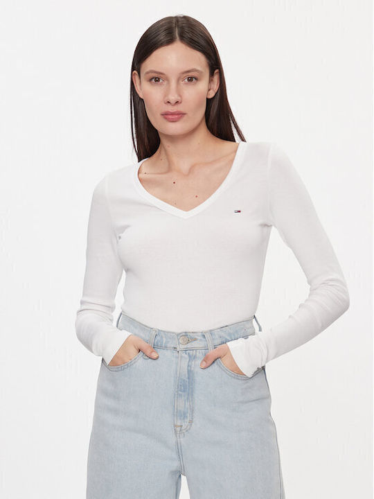 Tommy Hilfiger Women's Blouse with V Neckline Λευκό