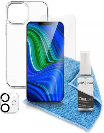 QDOS Back Cover Tempered Glass Σετ με Τζαμάκι Διάφανο (iPhone 12 / 12 Pro)