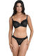 Miss Rosy Lace Underwear Set with Bra & Brazil Black