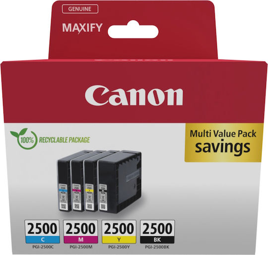 Canon PGI-2500 Original Pack of 4 InkJet Printer Inks Yellow / Cyan / Magenta / Black (9290B006)