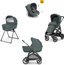 Inglesina Aptica Quattro Darwin Infant Recline Adjustable 3 in 1 Baby Stroller Suitable for Newborn Emerald Green / Litio Black 12.7kg