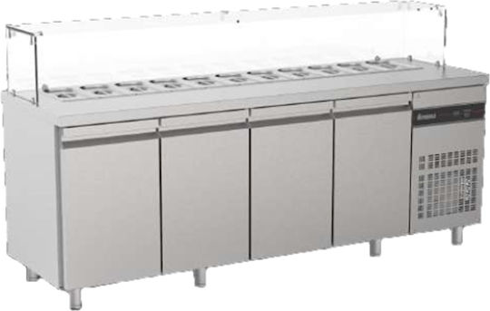 Inomak Frigider Inoxidabil de Banc Salată cu 3 Uși și Unitate de Răcire L179.2xl70xH98.5cm
