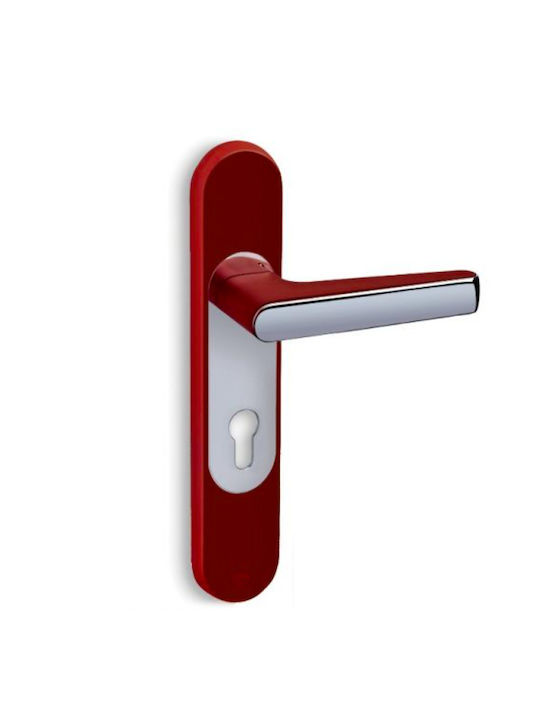 Convex Middle Door Lever Plate 2015 Pair Red