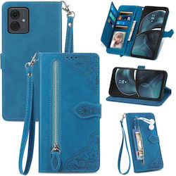 Embossed Flower Brieftasche Blau (Moto G14)