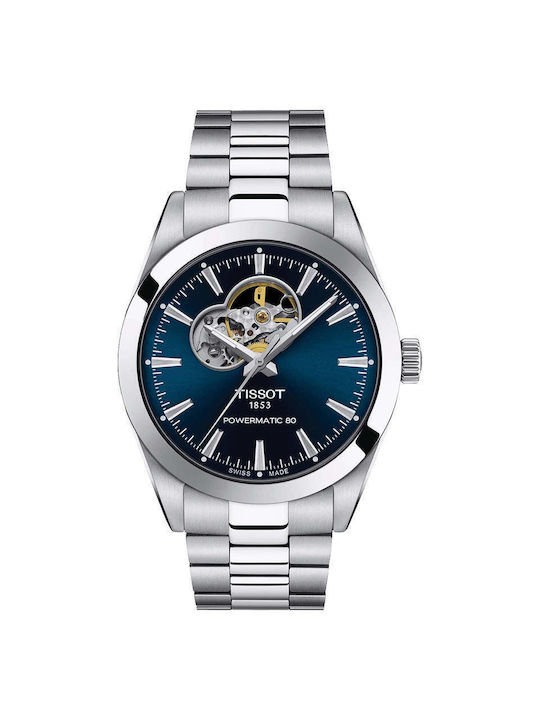 Tissot Open Heart Powermatic 80 Watch Automatic with Silver Metal