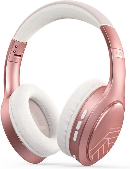 PowerLocus P19 Безжични / Жични Over Ear Слушалки с 60 часа Работа и Бързо Зареждане Розово злато