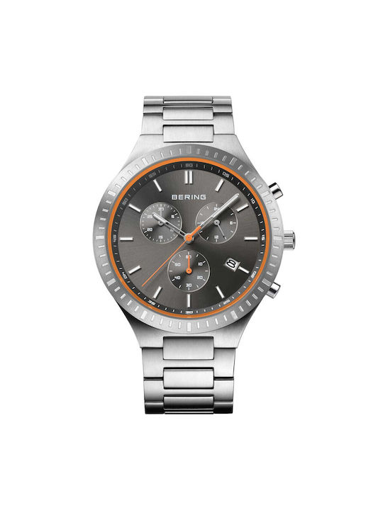 Bering Time Classic Titanium Uhr Chronograph Batterie mit Silber Metallarmband