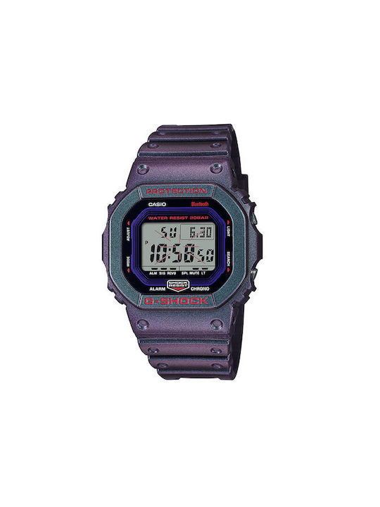 Casio Watch Chronograph Battery with Purple Rubber Strap