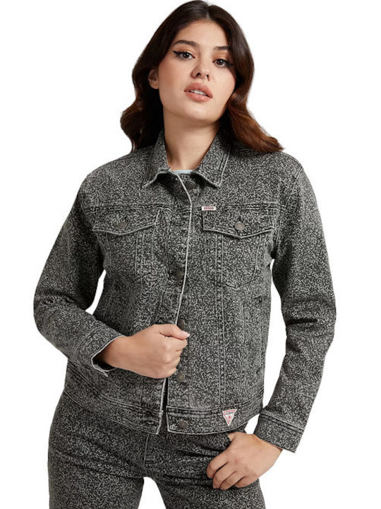 Guess Women's Short Jean Jacket for Spring or Autumn Gray