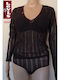 Damen Bluse Langärmelig Schwarz