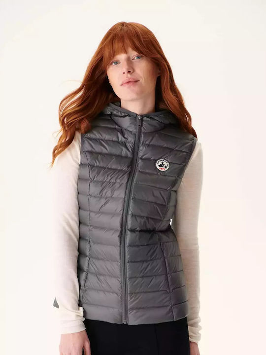 Just Over The Top Women's Short Puffer Jacket for Winter Gray
